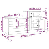 Shoe Cabinet High Gloss White 100x42x60 cm Engineered Wood