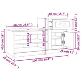 Shoe Cabinet Smoked Oak 100x42x60 cm Engineered Wood - Extra Image