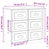 Sideboard White 70x35.5x67.5 cm Engineered Wood - Extra Image