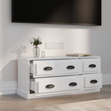 TV Cabinet High Gloss White 100x35.5x45 cm Engineered Wood - Side View