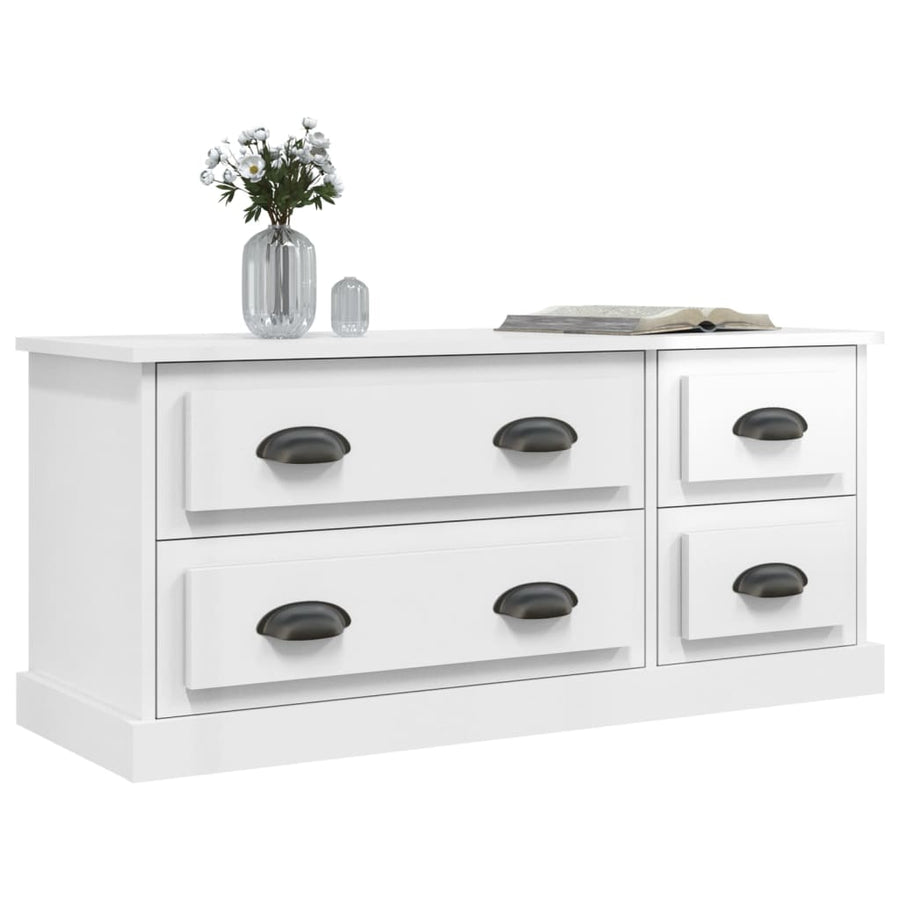 TV Cabinet High Gloss White 100x35.5x45 cm Engineered Wood