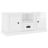 TV Cabinet High Gloss White 100x35.5x45 cm Engineered Wood - Front View