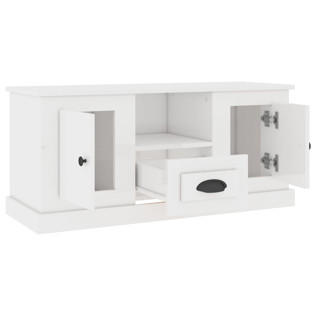 TV Cabinet High Gloss White 100x35.5x45 cm Engineered Wood