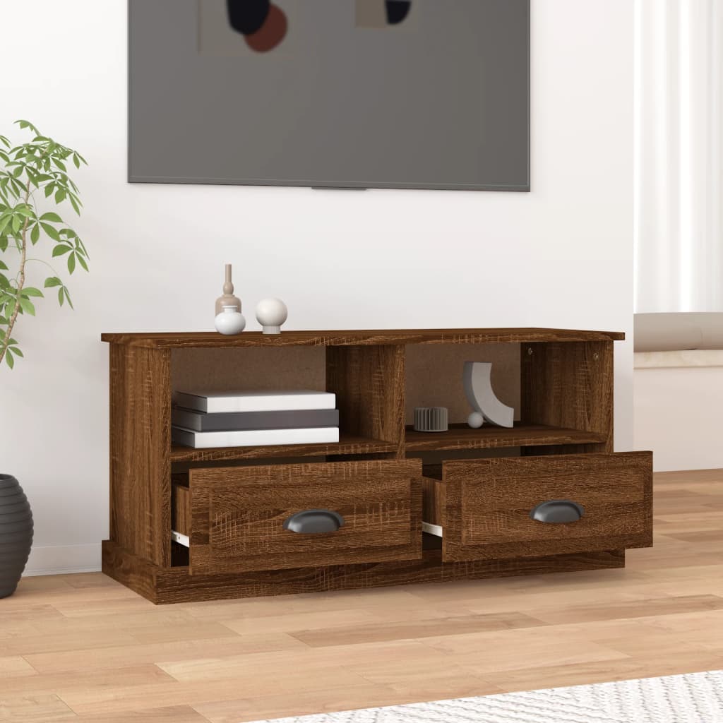 TV Cabinet Brown Oak 93x35.5x45 cm Engineered Wood