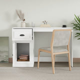 Desk with Drawer White 115x50x75 cm Engineered Wood - Side View