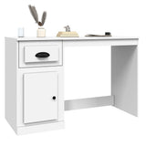 Desk with Drawer White 115x50x75 cm Engineered Wood - Top-Down View