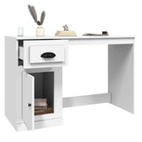 Desk with Drawer White 115x50x75 cm Engineered Wood - 45-Degree Angle