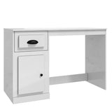 Desk with Drawer High Gloss White 115x50x75 cm Engineered Wood - Front View