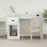 Desk with Drawer High Gloss White 115x50x75 cm Engineered Wood - Side View