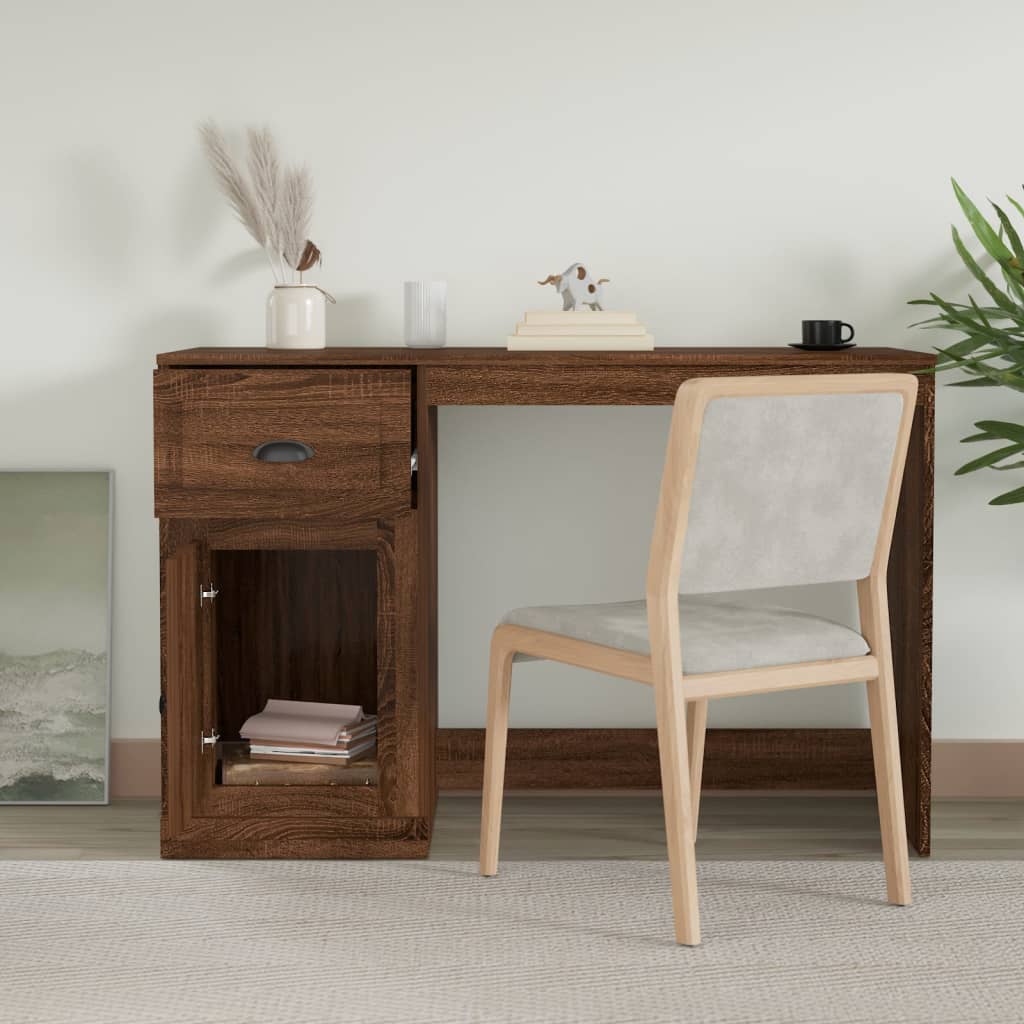 Desk with Drawer Brown Oak 115x50x75 cm Engineered Wood