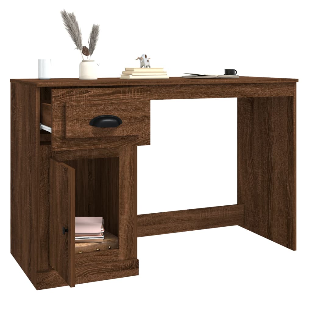 Desk with Drawer Brown Oak 115x50x75 cm Engineered Wood