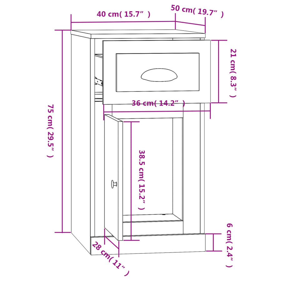 Side Cabinet with Drawer Grey Sonoma 40x50x75cm Engineered Wood