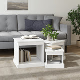 Coffee Tables 3 pcs White Engineered Wood - Side View