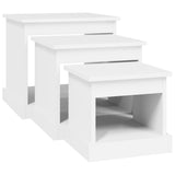 Coffee Tables 3 pcs White Engineered Wood - 45-Degree Angle