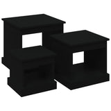 Coffee Tables 3 pcs Black Engineered Wood - Front View