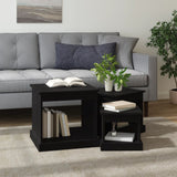 Coffee Tables 3 pcs Black Engineered Wood - Side View