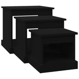 Coffee Tables 3 pcs Black Engineered Wood - 45-Degree Angle