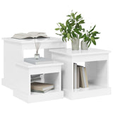 Coffee Tables 3 pcs High Gloss White Engineered Wood - Top-Down View