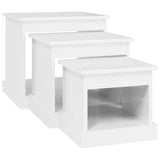 Coffee Tables 3 pcs High Gloss White Engineered Wood - 45-Degree Angle
