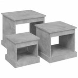 Coffee Tables 3 pcs Concrete Grey Engineered Wood - Front View