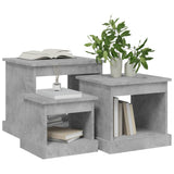 Coffee Tables 3 pcs Concrete Grey Engineered Wood - Top-Down View