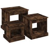Coffee Tables 3 pcs Smoked Oak Engineered Wood - Front View