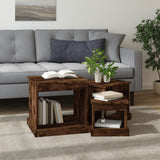 Coffee Tables 3 pcs Smoked Oak Engineered Wood - Side View