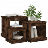 Coffee Tables 3 pcs Smoked Oak Engineered Wood - Top-Down View