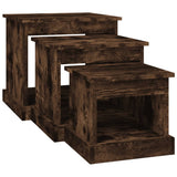 Coffee Tables 3 pcs Smoked Oak Engineered Wood - 45-Degree Angle