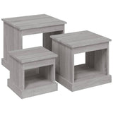 Coffee Tables 3 pcs Grey Sonoma Engineered Wood - Front View
