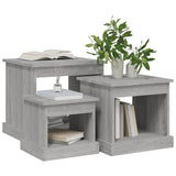 Coffee Tables 3 pcs Grey Sonoma Engineered Wood - Top-Down View