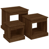 Coffee Tables 3 pcs Brown Oak Engineered Wood - Front View