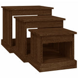 Coffee Tables 3 pcs Brown Oak Engineered Wood - 45-Degree Angle