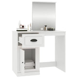 Dressing Table with Mirror White 90x50x132.5 cm Engineered Wood - 45-Degree Angle