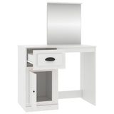 Dressing Table with Mirror White 90x50x132.5 cm Engineered Wood - Close-Up Angle