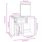 Dressing Table with Mirror Black 90x50x132.5 cm Engineered Wood