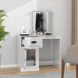 Dressing Table with Mirror High Gloss White 90x50x132.5 cm Engineered Wood - Side View