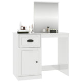 Dressing Table with Mirror High Gloss White 90x50x132.5 cm Engineered Wood - Top-Down View