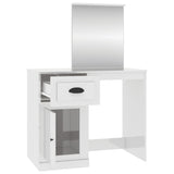 Dressing Table with Mirror High Gloss White 90x50x132.5 cm Engineered Wood - Close-Up Angle