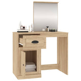Dressing Table with Mirror Sonoma Oak 90x50x132.5 cm Engineered Wood - 45-Degree Angle