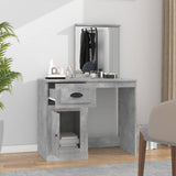 Dressing Table with Mirror Concrete Grey 90x50x132.5 cm Engineered Wood - Side View