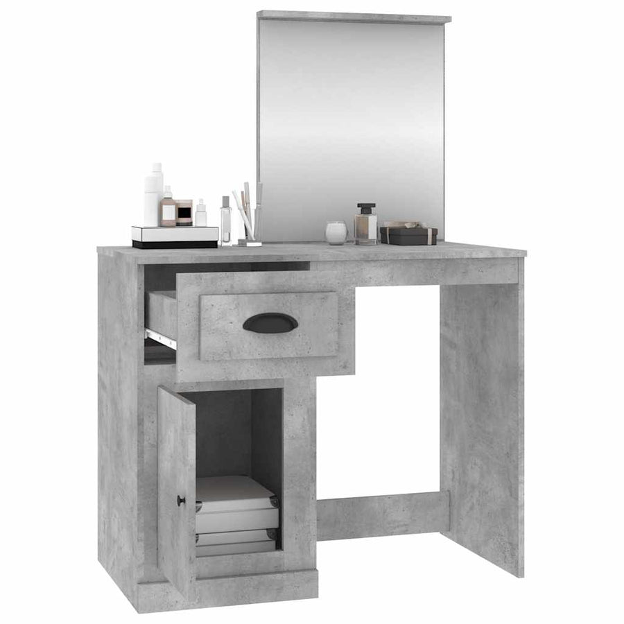 Dressing Table with Mirror Concrete Grey 90x50x132.5 cm