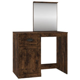 Dressing Table with Mirror Smoked Oak 90x50x132.5 cm Engineered Wood - Front View