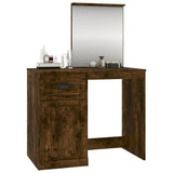 Dressing Table with Mirror Smoked Oak 90x50x132.5 cm Engineered Wood - Top-Down View