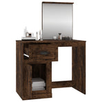 Dressing Table with Mirror Smoked Oak 90x50x132.5 cm