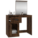 Dressing Table with Mirror Smoked Oak 90x50x132.5 cm Engineered Wood - 45-Degree Angle