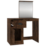 Dressing Table with Mirror Smoked Oak 90x50x132.5 cm Engineered Wood - Close-Up Angle