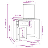 Dressing Table with Mirror Smoked Oak 90x50x132.5 cm Engineered Wood - Extra Image