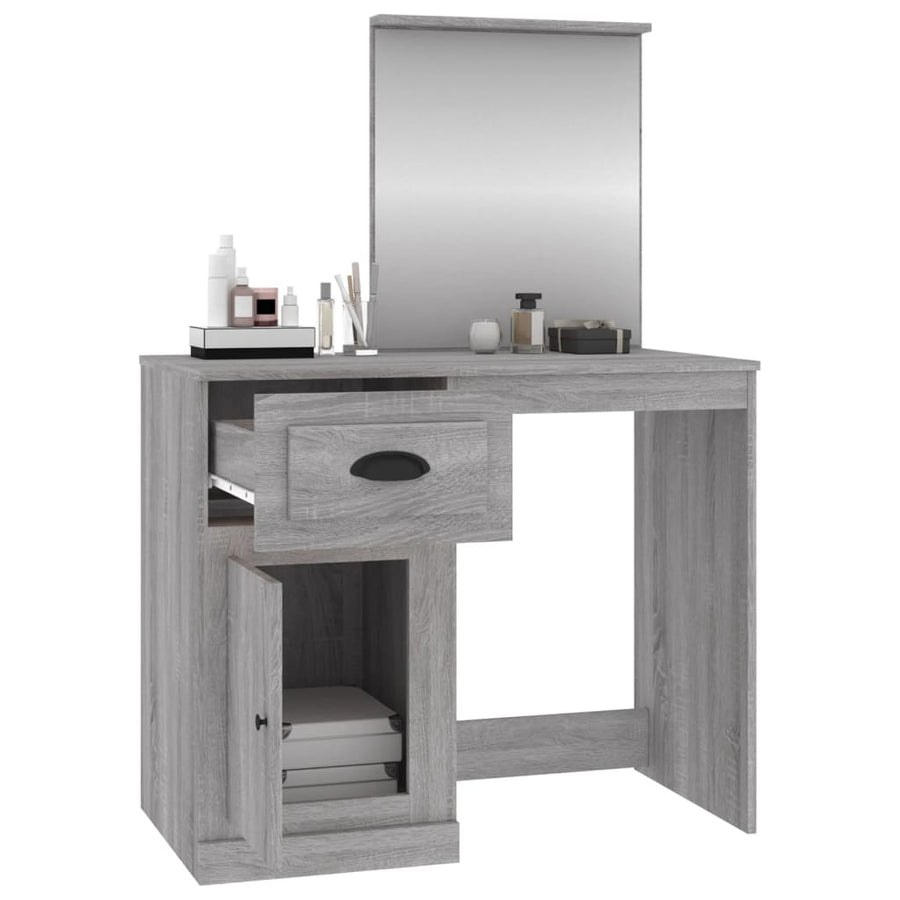 Dressing Table with Mirror Grey Sonoma 90x50x132.5 cm