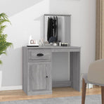 Dressing Table with Mirror Grey Sonoma 90x50x132.5 cm